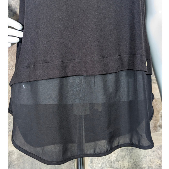 Michael Kors Black Tiered Sleeveless Top Sheer Panels Woman's Size Small‎ - Picture 4 of 16